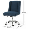 GDF Studio Quentin Contemporary Fabric Swivel Office Chair, Navy Blue/Chrome