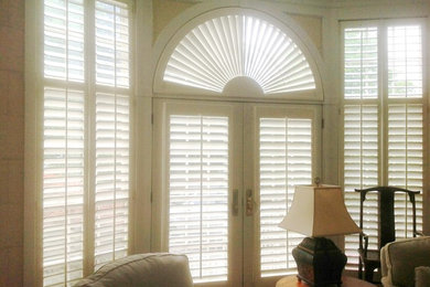Sunburst Arch over French Doors with Shadow Boxes