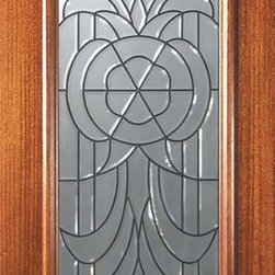 Slab Front Single Door 80 Mahogany Hillsborough Full Lite Glass - Front Doors
