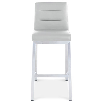 Lynx Counter Height Contemporary Stool With Metal Base, Gray