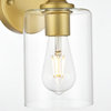 1 Light Brass And Clear Bath Sconce