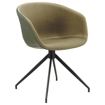 Chiana Dining Chair, Green Double PU Shell, Black Steel Base