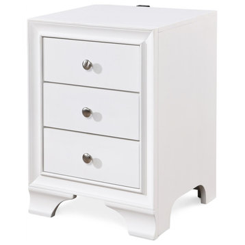 ClickDecor Edmond 3 Drawer Nightstand with USB White