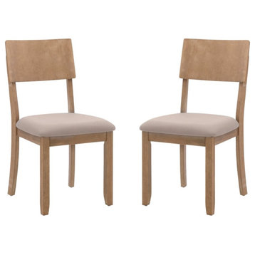 Linon Jordan Wood Set of Two Dining Chairs in Washed Gray