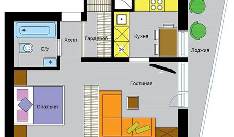 Перепланировка: 5 вариантов для однокомнатной квартиры в доме II-68-04