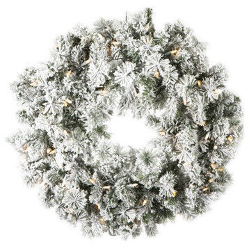 Vickerman 30" Flocked Kiana Wreath Dura-Lit 70 Warm White, K173531Led