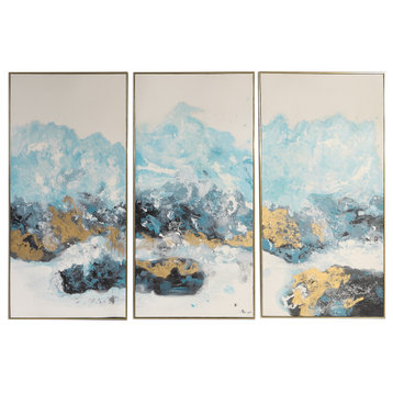 Crashing Waves Hand Painted Canvases, Set of 3