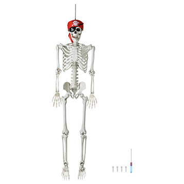 Yescom 5.4' Full Body Skeleton Props, Movable Joints Halloween Party Decoration
