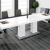 PINOSA High Gloss Dining Table with Extension, White /Grey Base