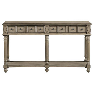 TATEUS 58" Long Sofa Table Retro Console Table Entryway Table , Rustic Brown