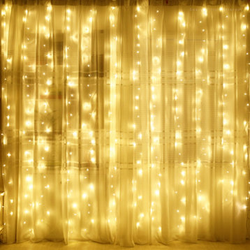 320 Lights Window Curtain String Light, 9.84'x9.84', Warm White
