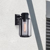 Abner 1 Light Outdoor Wall Sconce Matte Black Clear Seedy, 9"