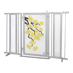 Fusion Gates - Fusion Gate with Autumn Ginkgo Design, Satin Nickel, 52"-60" - Dog Gates