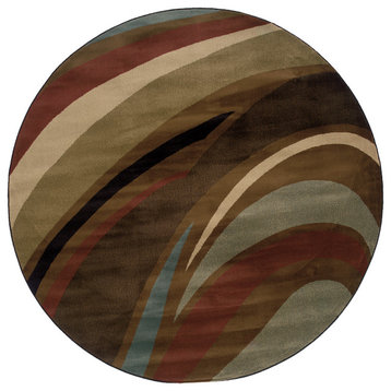 Harrison Abstract Brown Rug, 7'8" Round