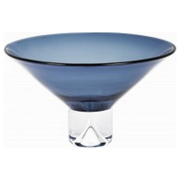 HomeRoots 12" Mouth Blown Crystal Midnight Blue Centerpiece Bowl
