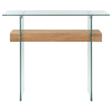 Puck Console Table Glass Natural Brown