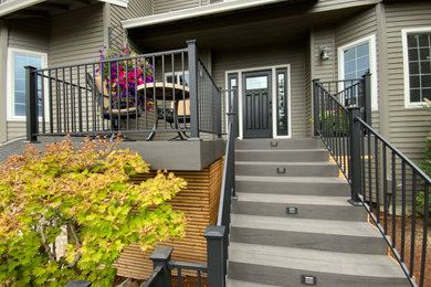 Mid-sized elegant courtyard second story deck photo in Portland