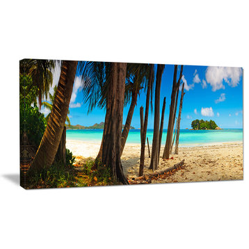 "Praslin Island Tropical Beach Panorama" Seascape Wall Art, 32"x16"