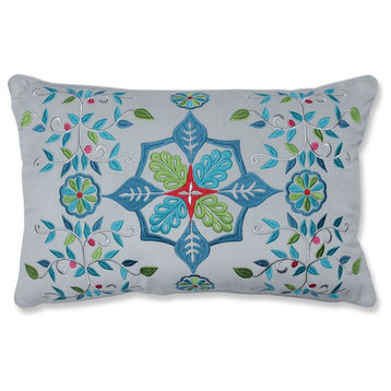 Snowflakes and Berries Lumbar Pillow  Multicolored