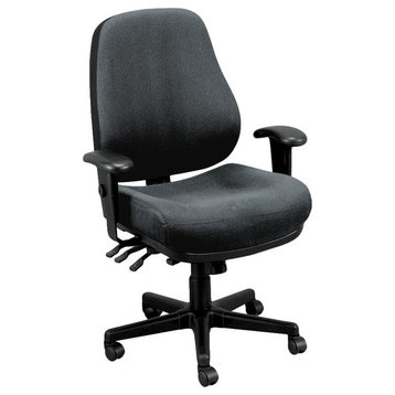Black Adjustable Swivel Fabric Rolling Office Chair, Charcoal