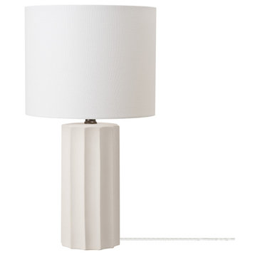 Doris 20" Ribbed Concrete Finish Table Lamp with White Linen Shade