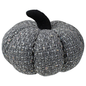 7.5" Gray Knitted Fall Harvest Tabletop Pumpkin