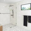 30"x86.75" Frameless Shower Door Arched Single Fixed Panel, Oil Rubbed Bronze