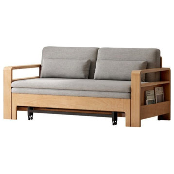 Solid Wood Multi-Function Sleeper Sofa, Oak Gray-Ordinary Cushionsofa Bed 66.1x30.9 - 76.8x31.1