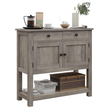 Farmhouse Console Table with 2-Door Cabinet and 2-Drawers