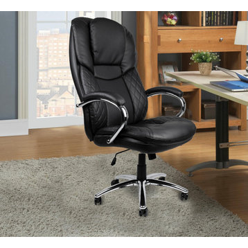 Black Big and Tall PU Leather Heavy Duty Office Chair Up to 400lbs Body Weight