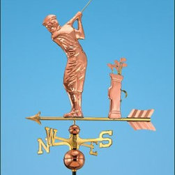 Golfer with Clubs Weathervane - Weather Vanes