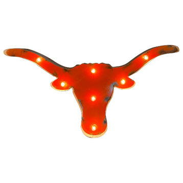 University of Texas at Austin illuminated recycled metal longhorn logo
