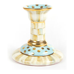 Parchment Check Column Candlestick | MacKenzie-Childs - Candleholders
