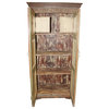 Consigned Old Carved Armoire Rustic Carved Floral Cabinet Farmhouse Cabinet
