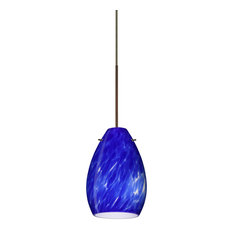 Pera 6 1 Light Pendant, Bronze, LED, Blue Cloud Glass