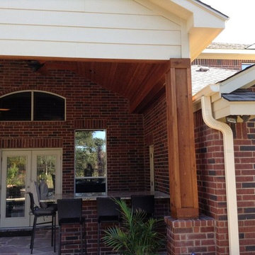 Circle C Ranch in South Austin, TX, covered porch and poolside patio
