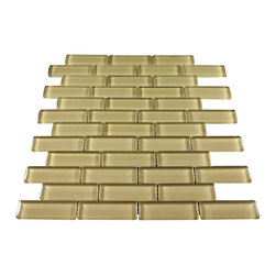 1x3 Gold Glossy Subway Glass Mosaic Tiles - Home Accessories & Decor
