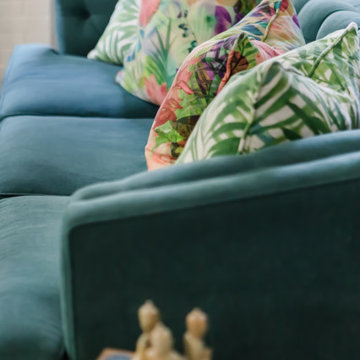Blue and green living room