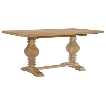 Traditional Dining Table, Double Pedestal Base With Large Tabletop, Rustic Honey