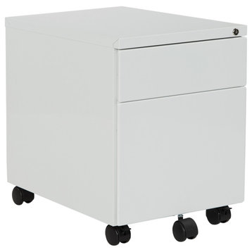 White 22" Deep Metal Mobile Box/File Pedestal
