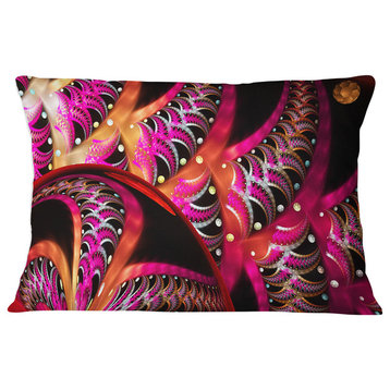 Unique Magenta Fractal Design Pattern Abstract Throw Pillow, 12"x20"