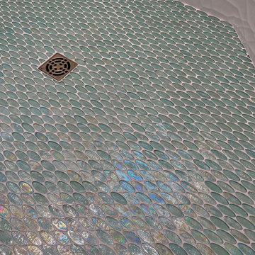 Shower done with Turquoise mosaic