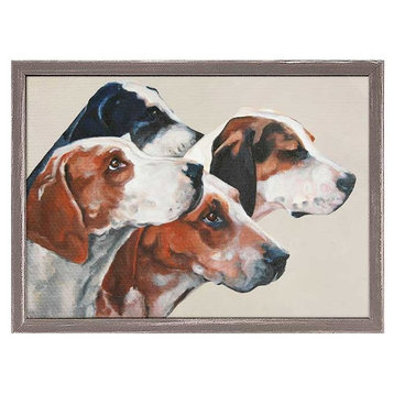 "Foxhounds On Cream" Mini Framed Canvas by Stephanie Jeanne