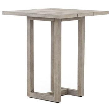 Stapleton Grey Teak Wood Square Outdoor Bar Table 36"
