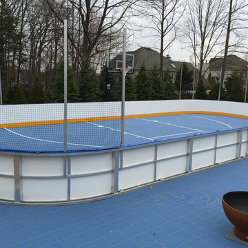 Custom Backyard Hockey Rink & Basketball Sport Court