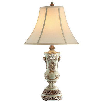 Vintage Silver Table Lamp With Rose Accents