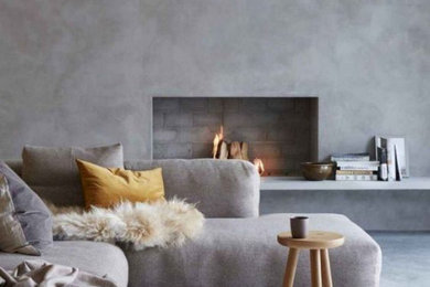 Danish living room photo in Denver