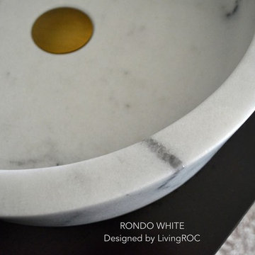 16" ROUND WHITE MARBLE BATHROOM STONE VESSEL SINK - RONDO WHITE