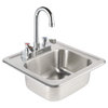 13"x13" Mini Stainless Steel Drop-In Hand Sink With Deck Mount Lead-Free Faucet