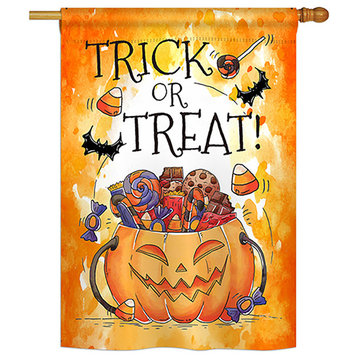 Trick or Treat Candys Halloween Vertical Garden Double Sided Flag, 28"x40"